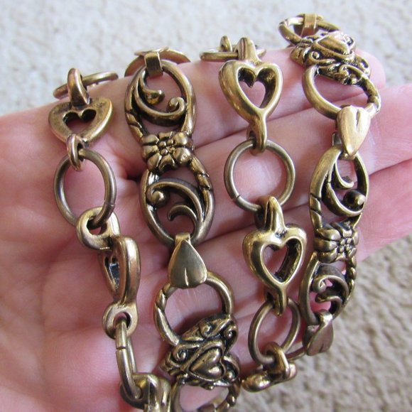 Vintage Gold Heart Chain Belt One Size - Picture 1 of 4